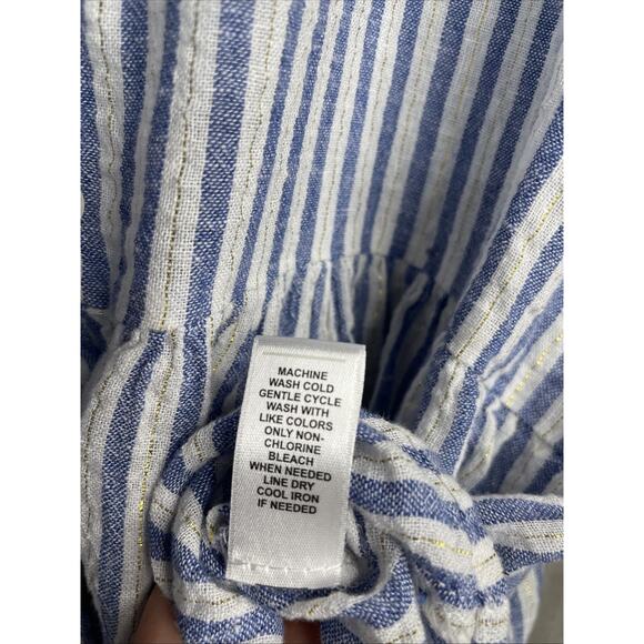 Cato - Women’s Blue Striped - V-neck -Peplum Button Front Blouse Top Size XL - Picture 5 of 6